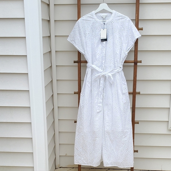 NEW! Autograph White Eyelet Button-Down Shirtdress Size 14 - Picture 2 of 5